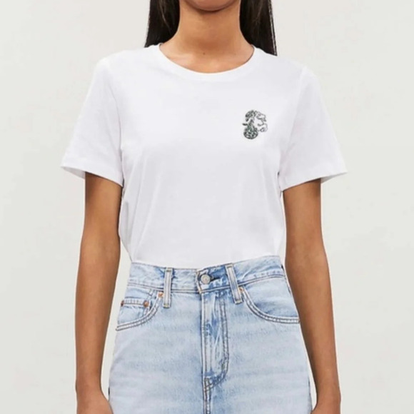 Maje Tops - Maje Embellished Capricorn cotton T-shirt top